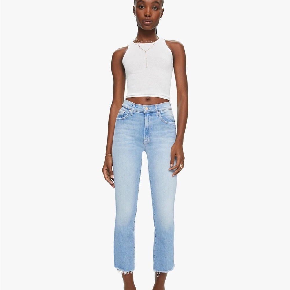 Mother light blue Insider Crop Step Fray high waisted ankle jeans - 24 W 26 L